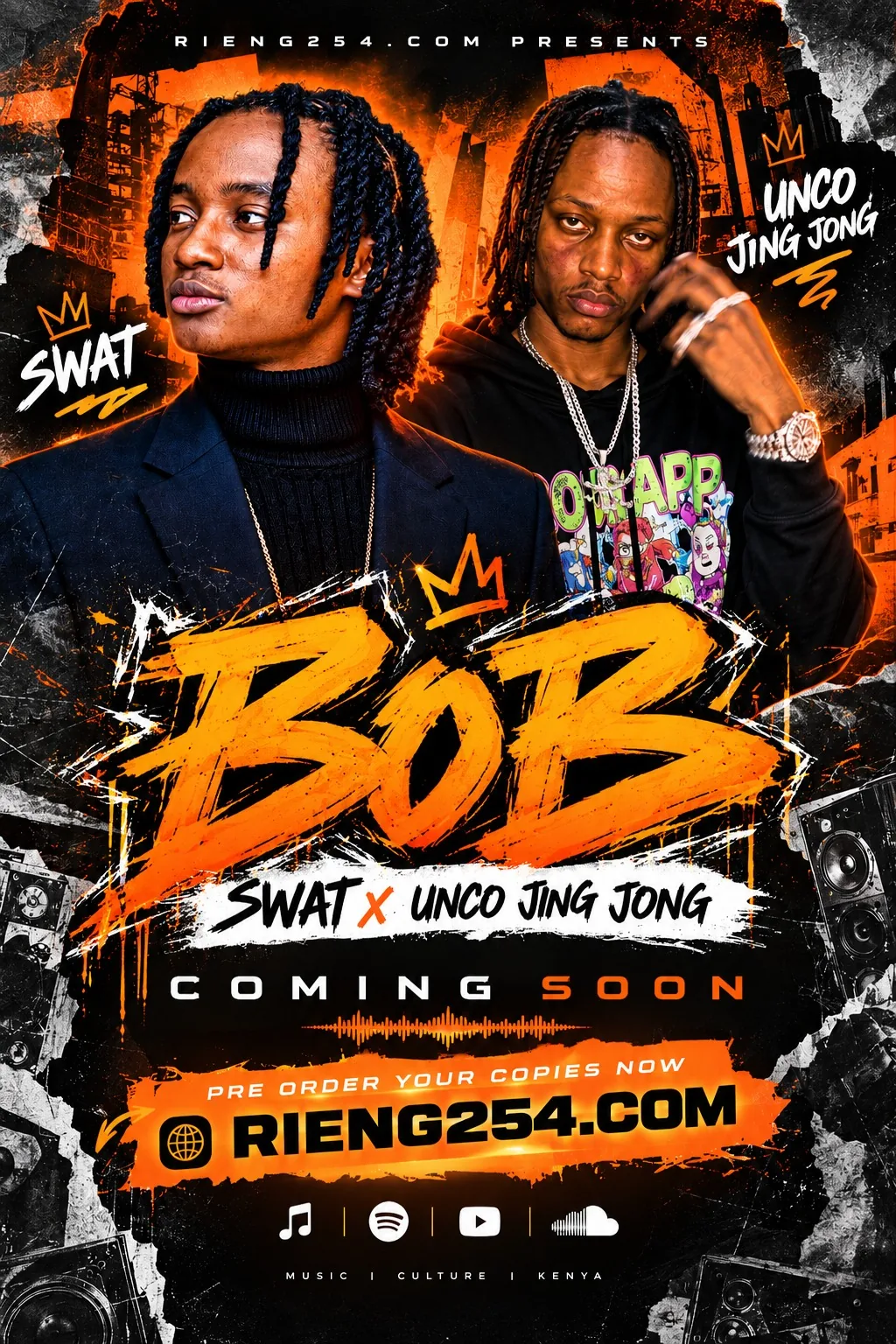 BoB coming soon poster featuring SWAT and Unco Jing Jong, presented by Rieng254.com